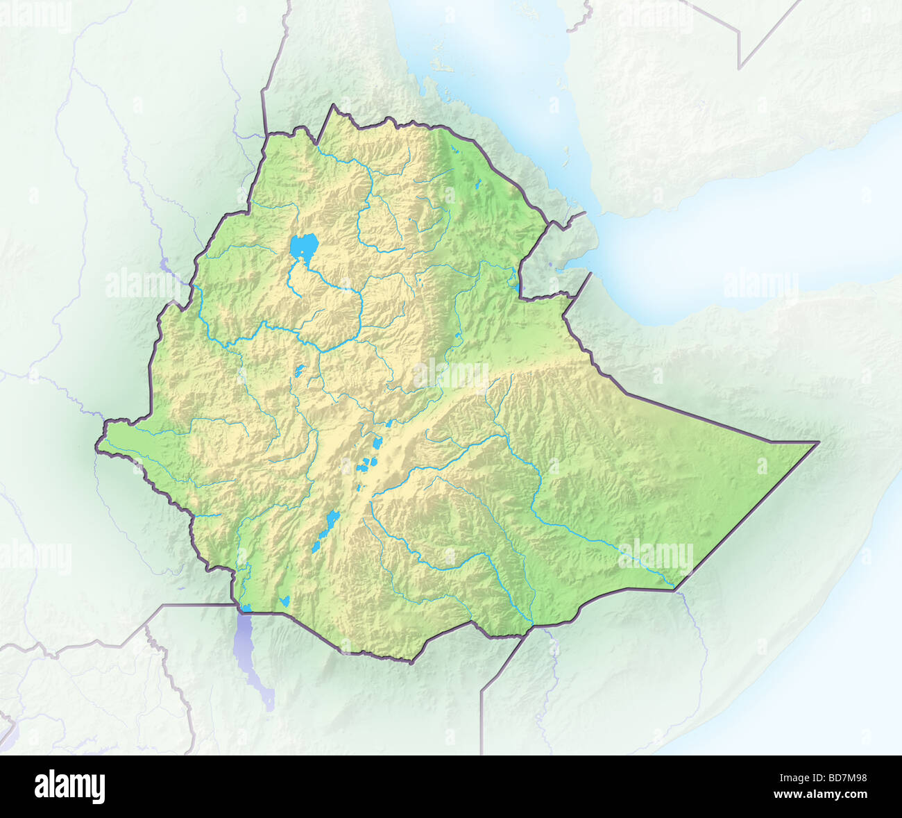 Carte politique de l'Éthiopie,. Banque D'Images