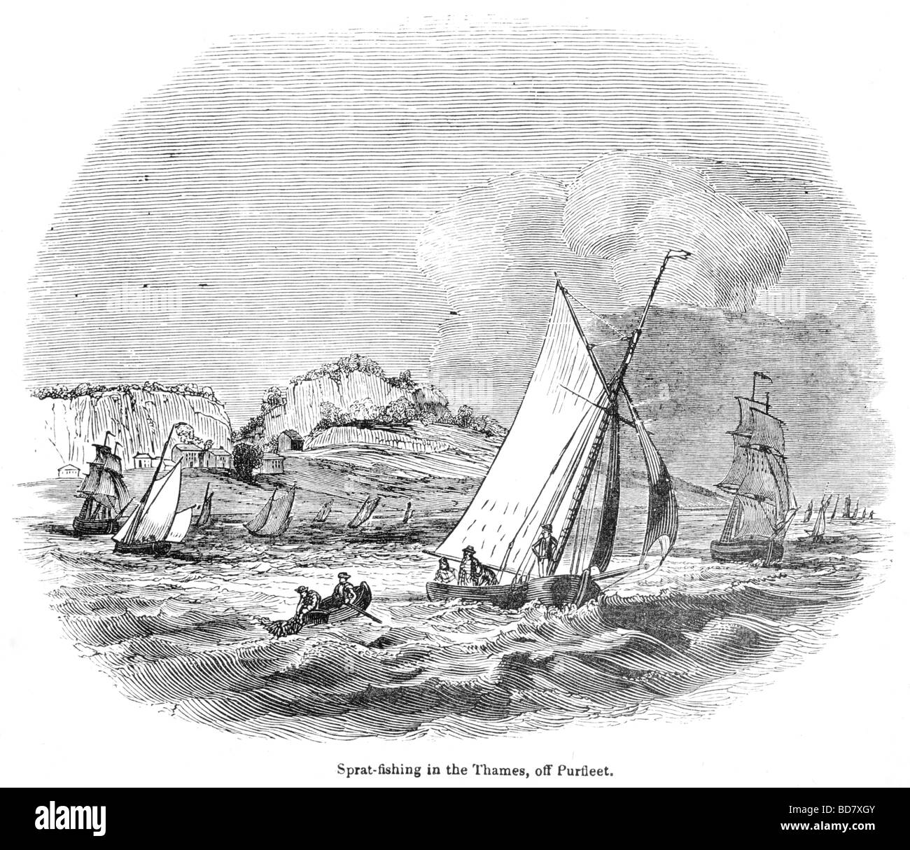 La pêche au sprat dans la Tamise au large de purfleet Banque D'Images