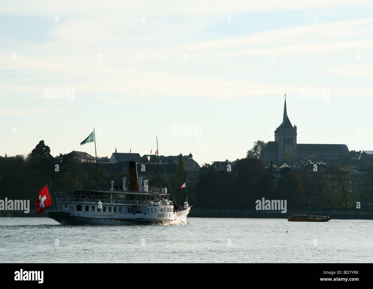 Bateau à aubes sur le lac de Genève Genève Suisse Banque D'Images