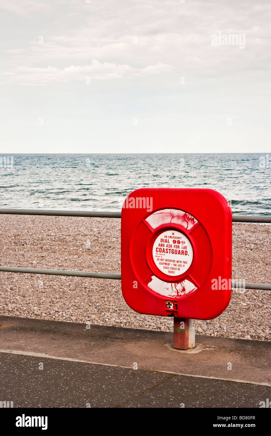 Bouée de support sur front de mer à Sidmouth, Devon, UK Banque D'Images