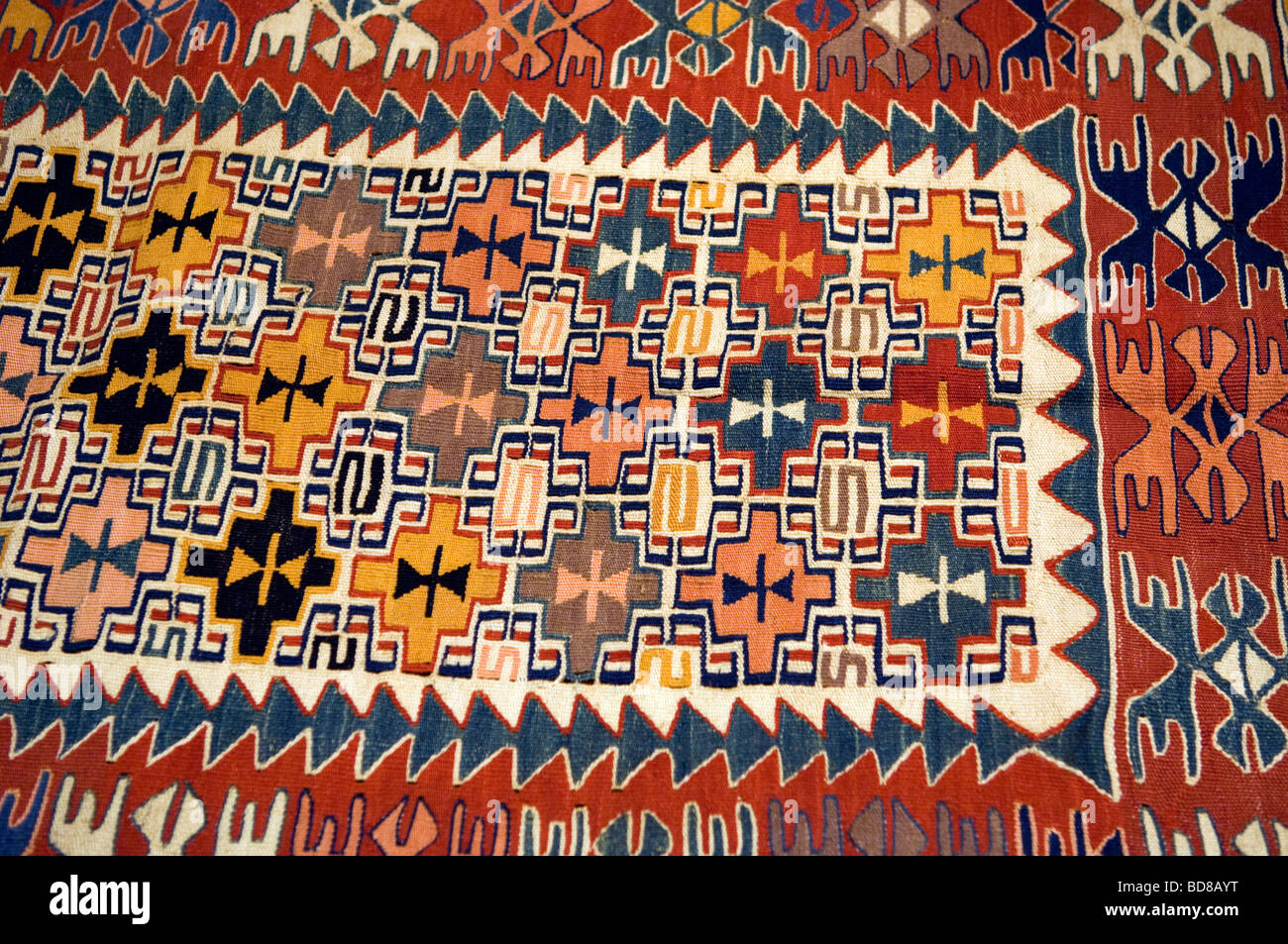 Détail des modes sur tapis kilim Banque D'Images
