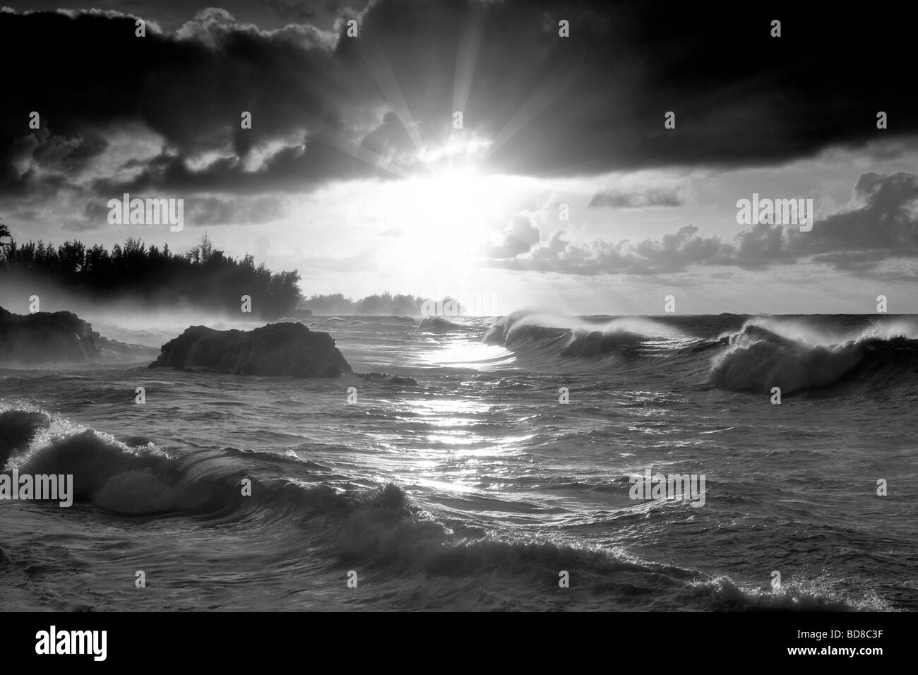Au coucher du soleil Plage communes de la Charente Notes Kauai Hawaii Banque D'Images
