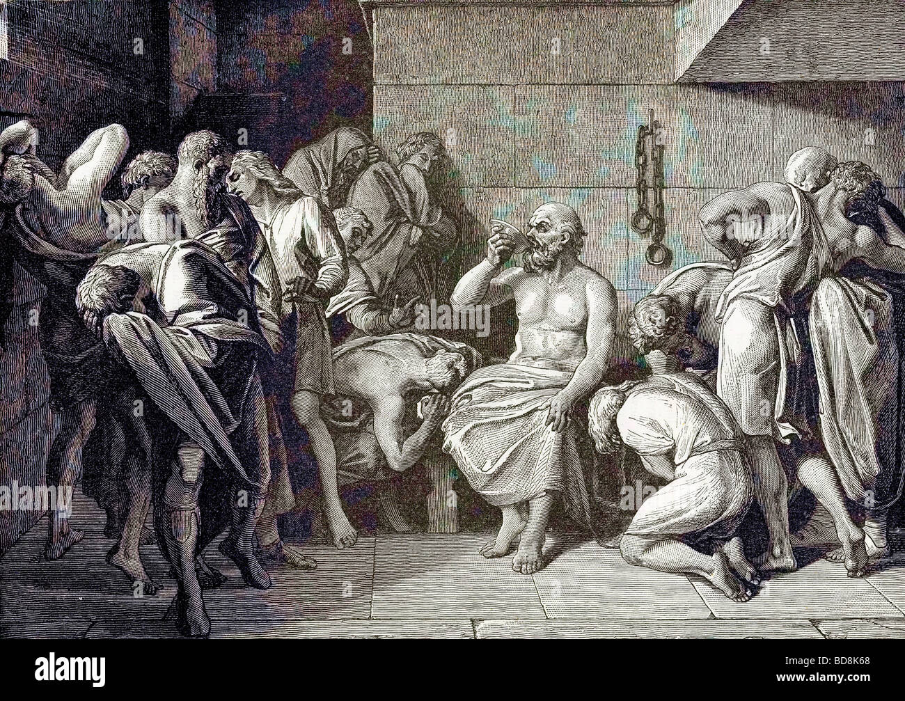Socrate buvant la pruche de l'illustration de Cassell s'illustre l'histoire universelle par Edward Ollier 1890 Banque D'Images