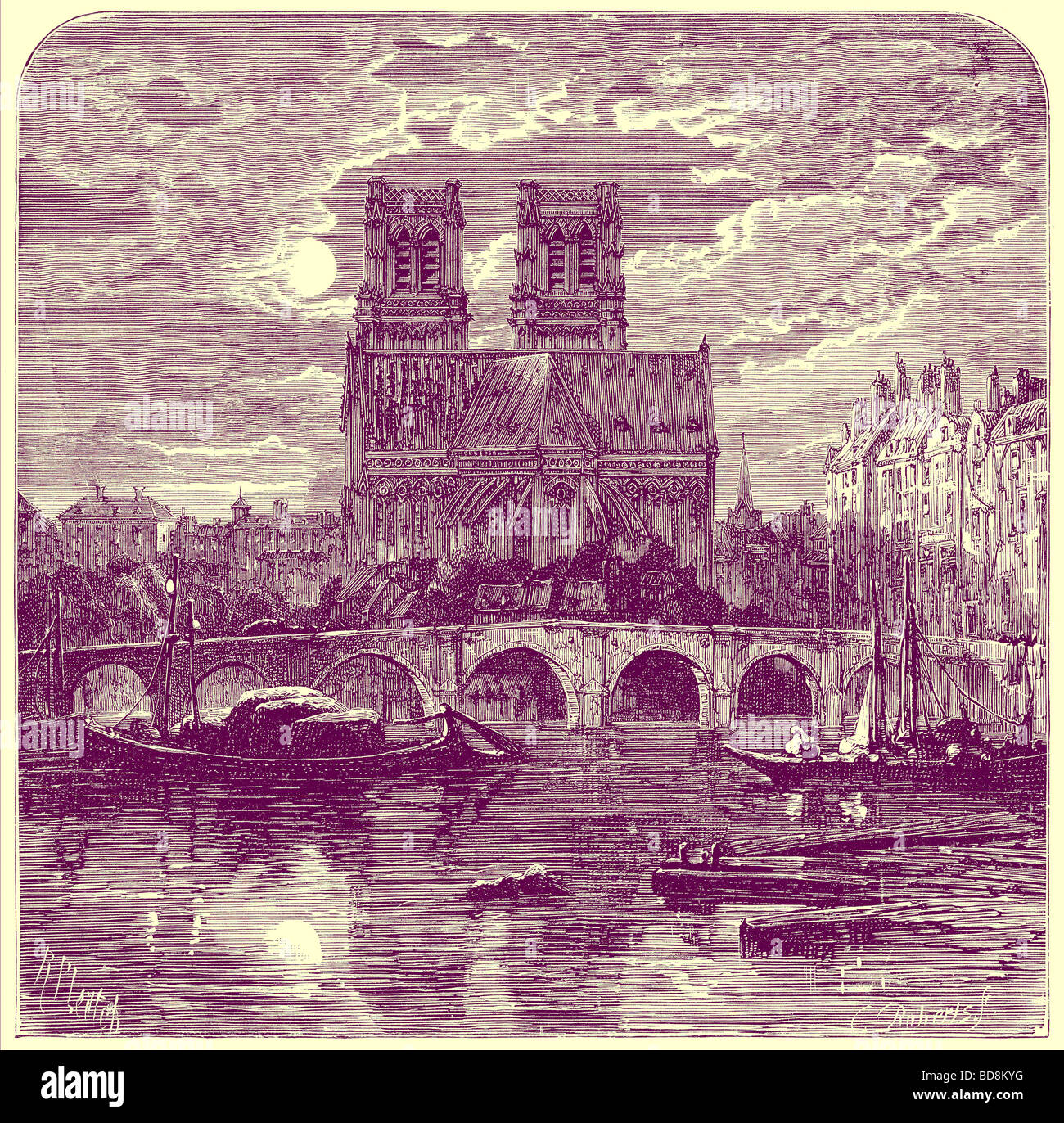 Cathédrale Notre Dame de l'anglais Illustration Photos de Samuel Green Religious Tract Society c 1880 Banque D'Images