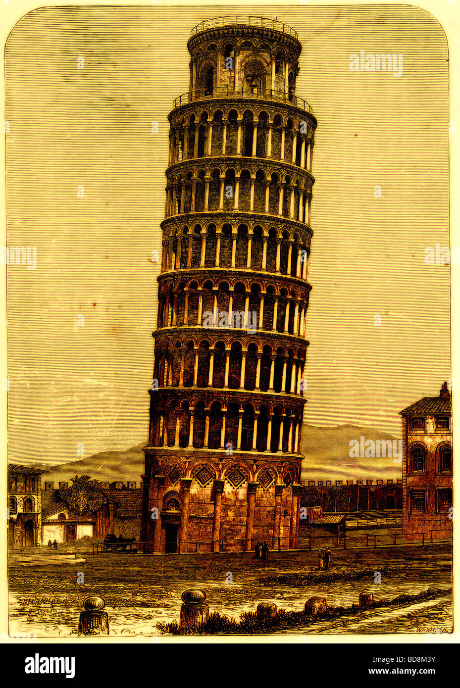 La Tour Penchée de Pise Illustration de l'Italien Photos de Samuel Manning Religious Tract Society c 1880 Banque D'Images