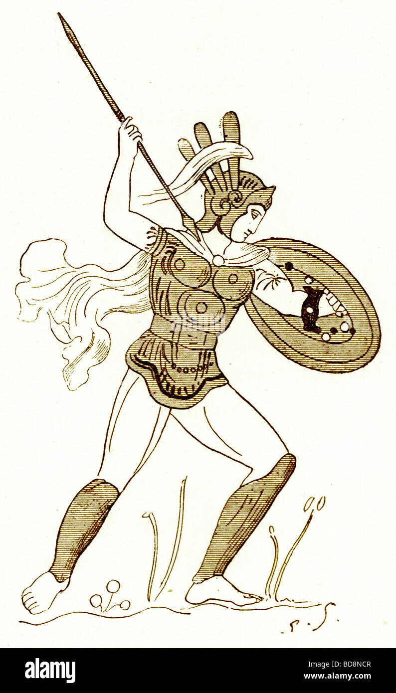 Guerrier des Samnites après un vase peint au Louvre Illustration de l'histoire de Rome par Victor Duruy Kegan Paul Co 1884 tranchée Banque D'Images