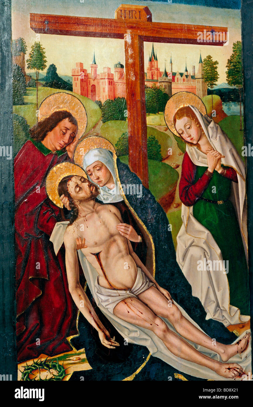 L'Espagne, Saint James Way : Détail de peinture de l'autel flamenco hispanique dans le musée de l'Eglise de San Pedro à Fromista Banque D'Images