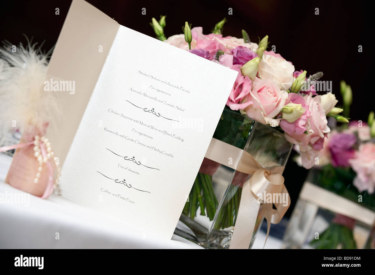 Le menu à un petit-déjeuner de mariage Banque D'Images