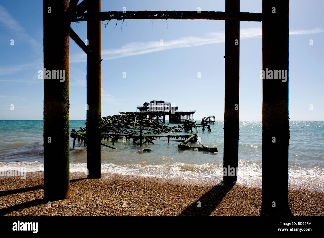 Sussex Brighton West Pier La Grande-Bretagne aujourd'hui détruite par un incendie 2009 Banque D'Images