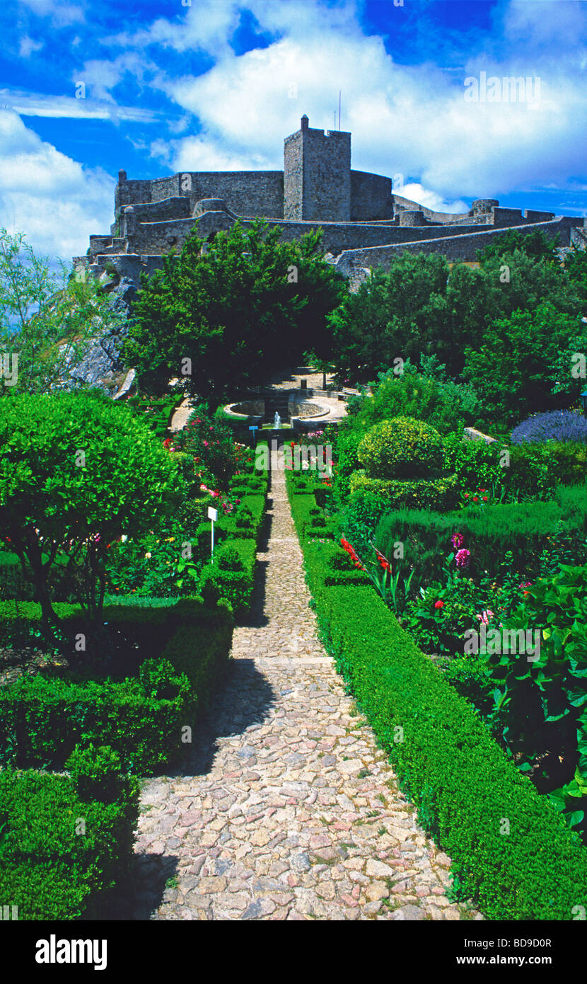 Jardins et château au Portugal Marvao Banque D'Images