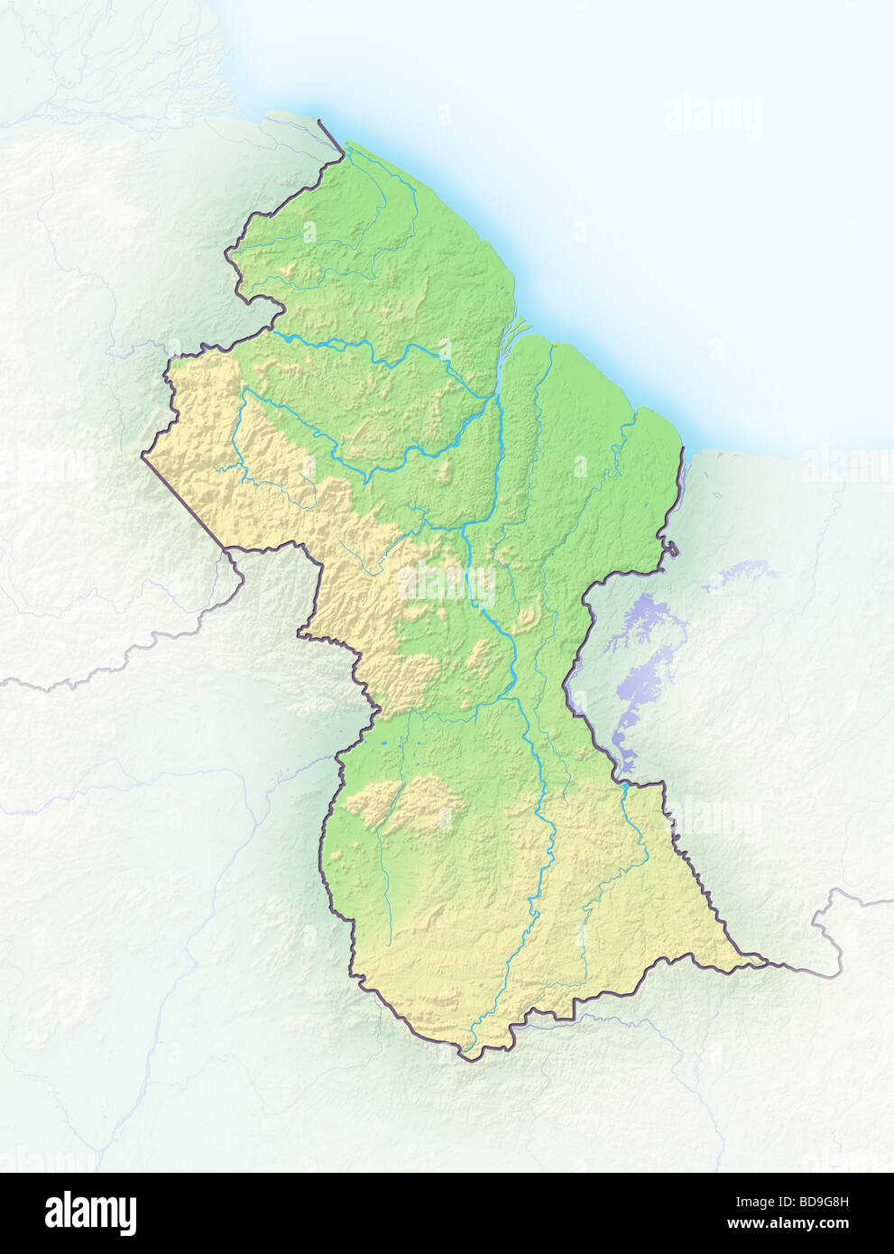 Carte politique du Guyana,. Banque D'Images