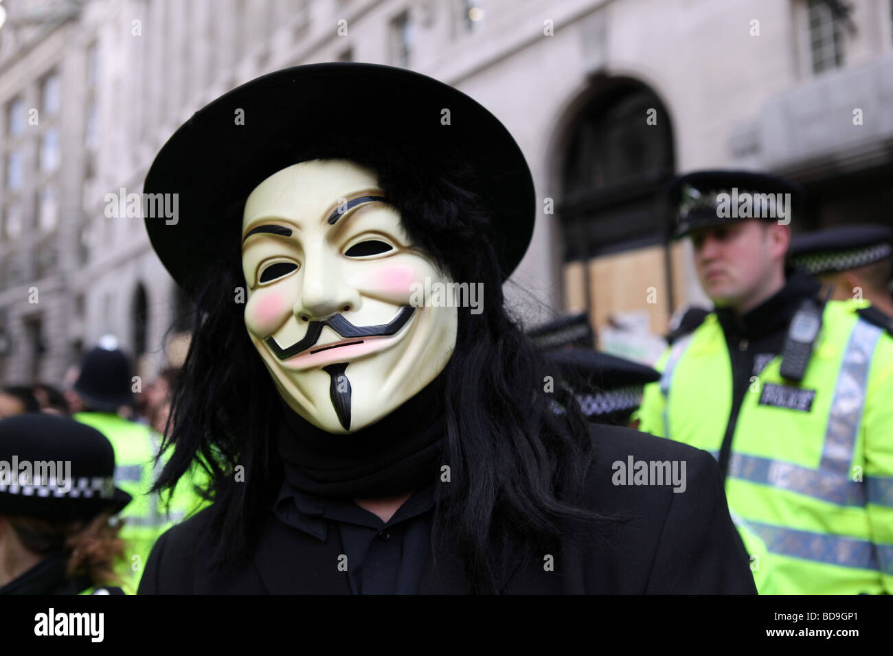 Habillés comme des manifestations guy Folks at G20 protester Banque D'Images