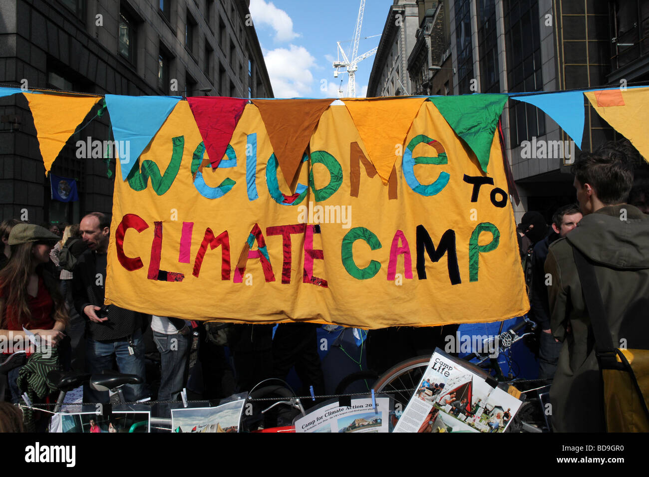 Camp climatique lors du sommet du G20 à Londres de protestation. Banque D'Images
