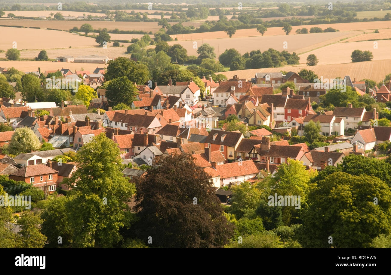 Une vue aérienne de Lavenham Suffolk, Angleterre. Banque D'Images