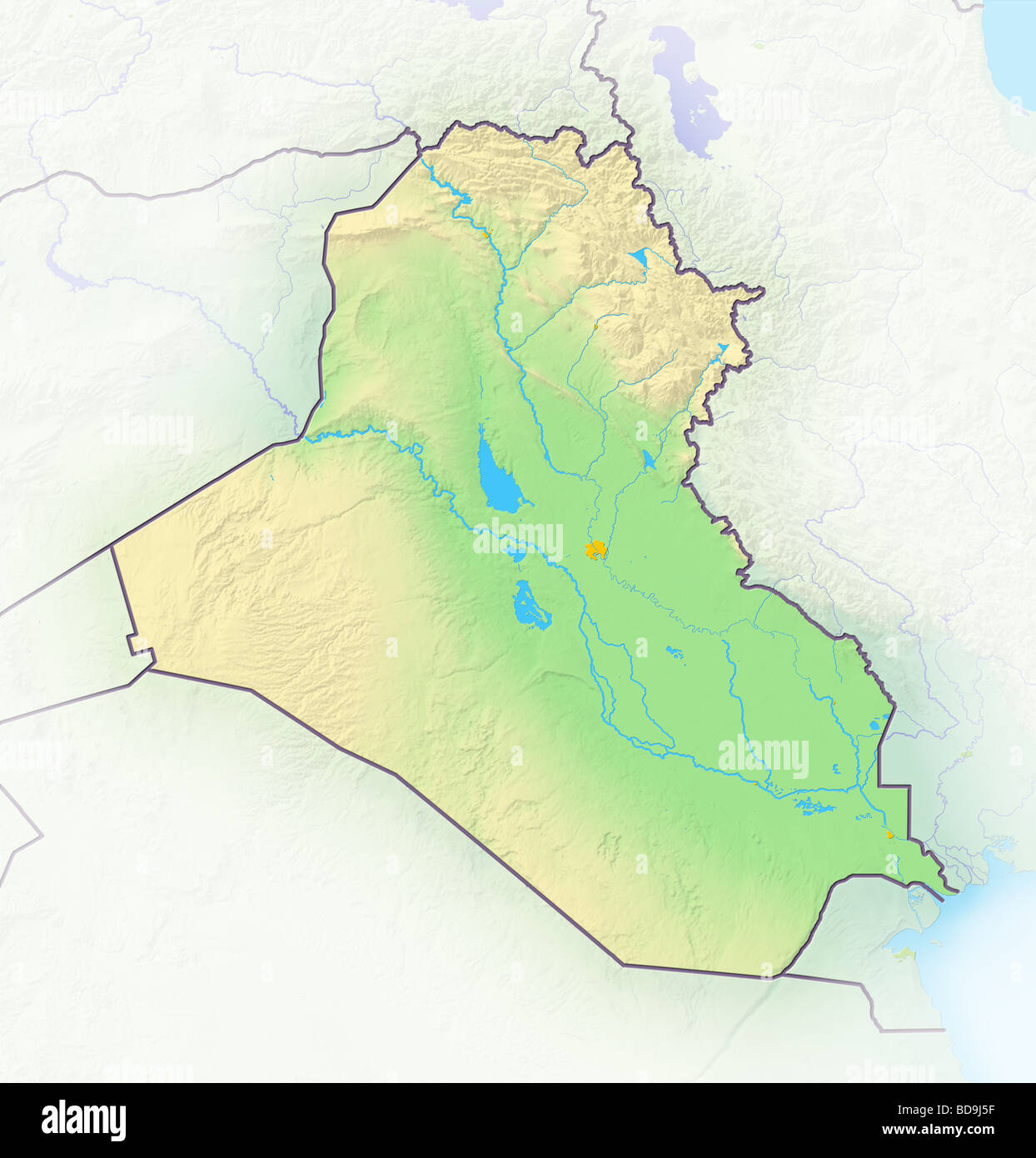 Carte politique de l'Iraq,. Banque D'Images