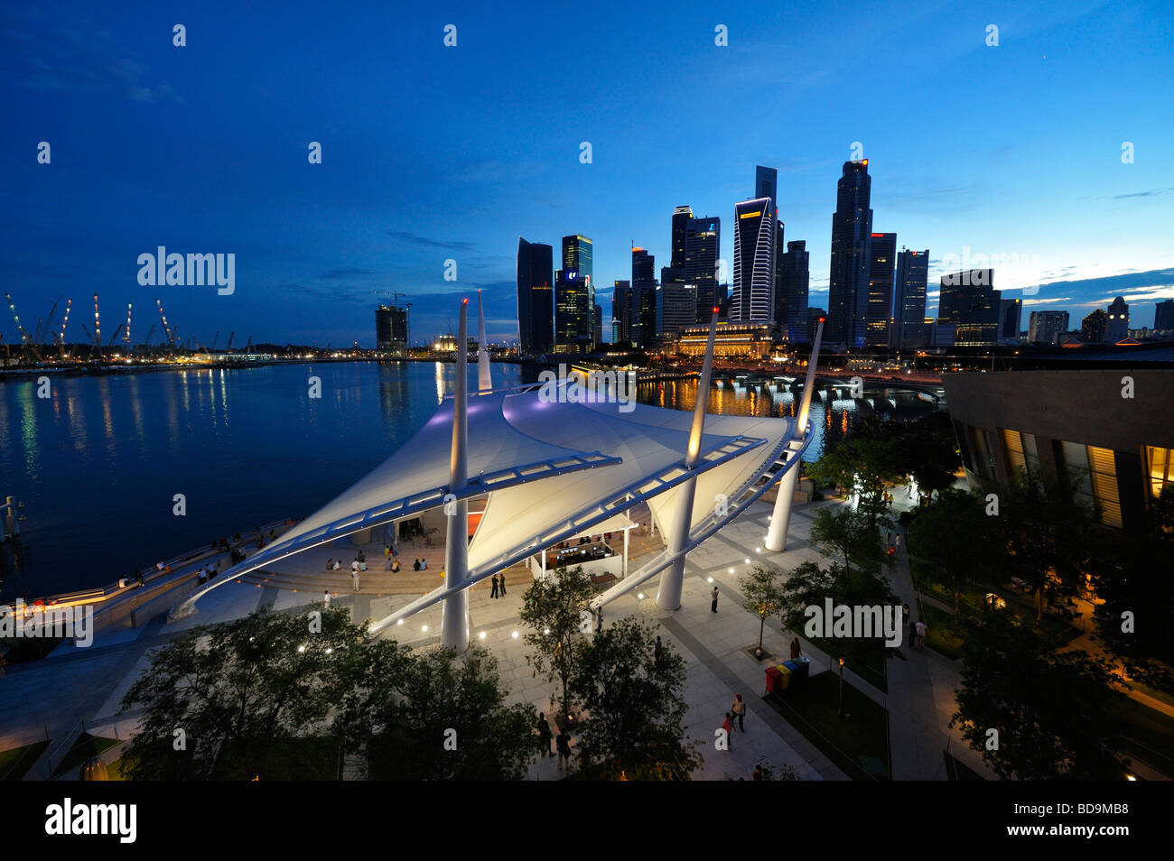 Panorama de Marina Bay et Esplanade Theatre, NAS de Singapour Banque D'Images