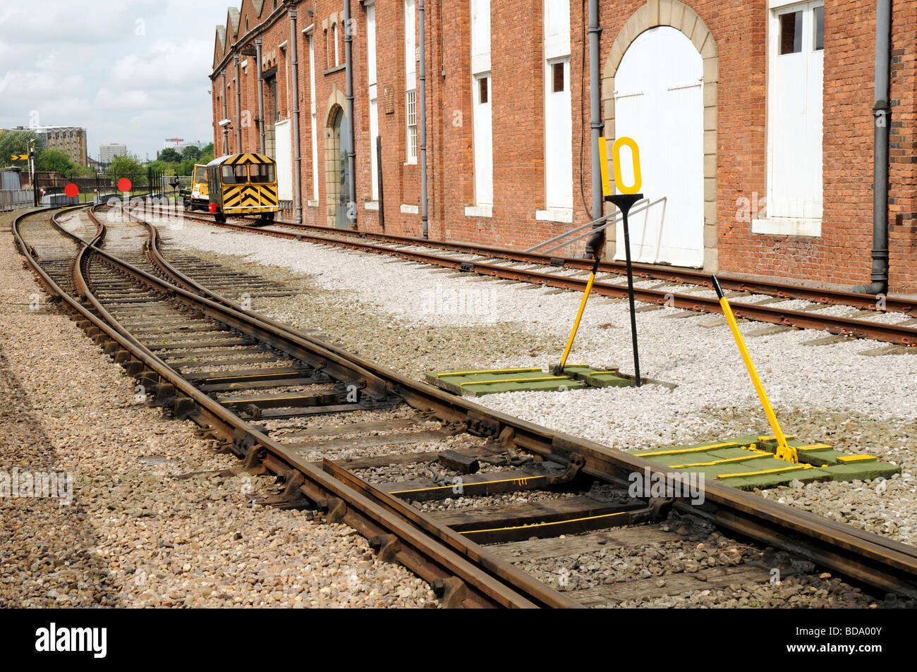La voie ferroviaire levier points. Musée des sciences et de l'industrie, Manchester, Angleterre, Royaume-Uni. Banque D'Images