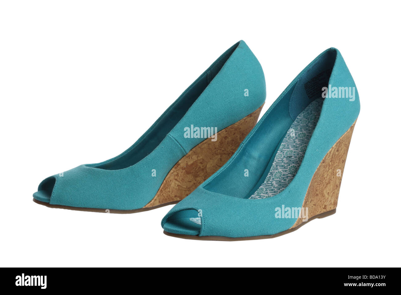 Womens shoes bleu sur fond blanc Banque D'Images