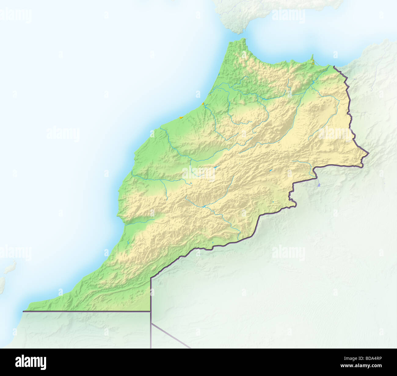 Carte politique du Maroc. Banque D'Images