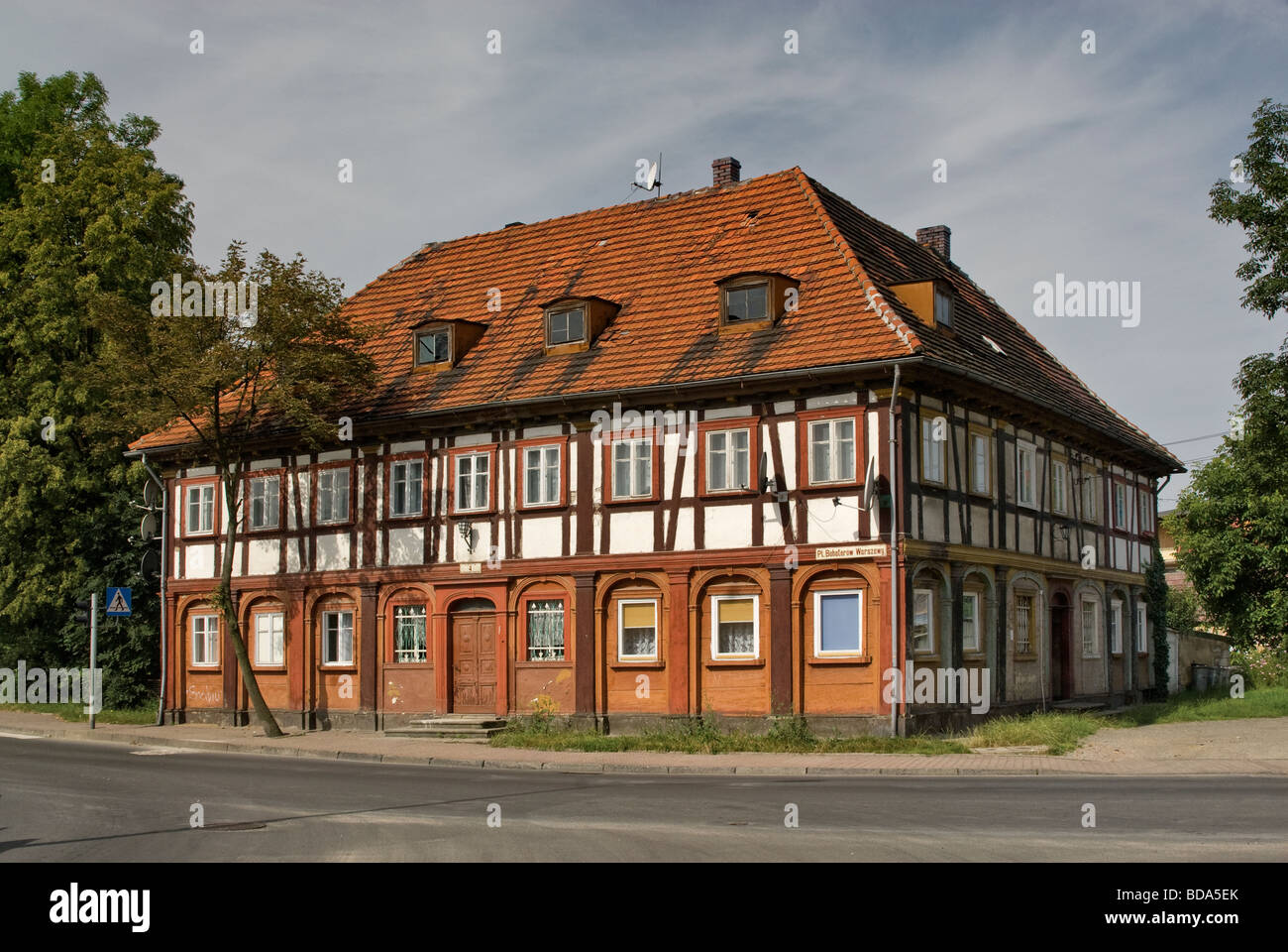 La jonction de tisserands de Lusace house dans la région de Basse Silésie Pologne Bogatynia Banque D'Images