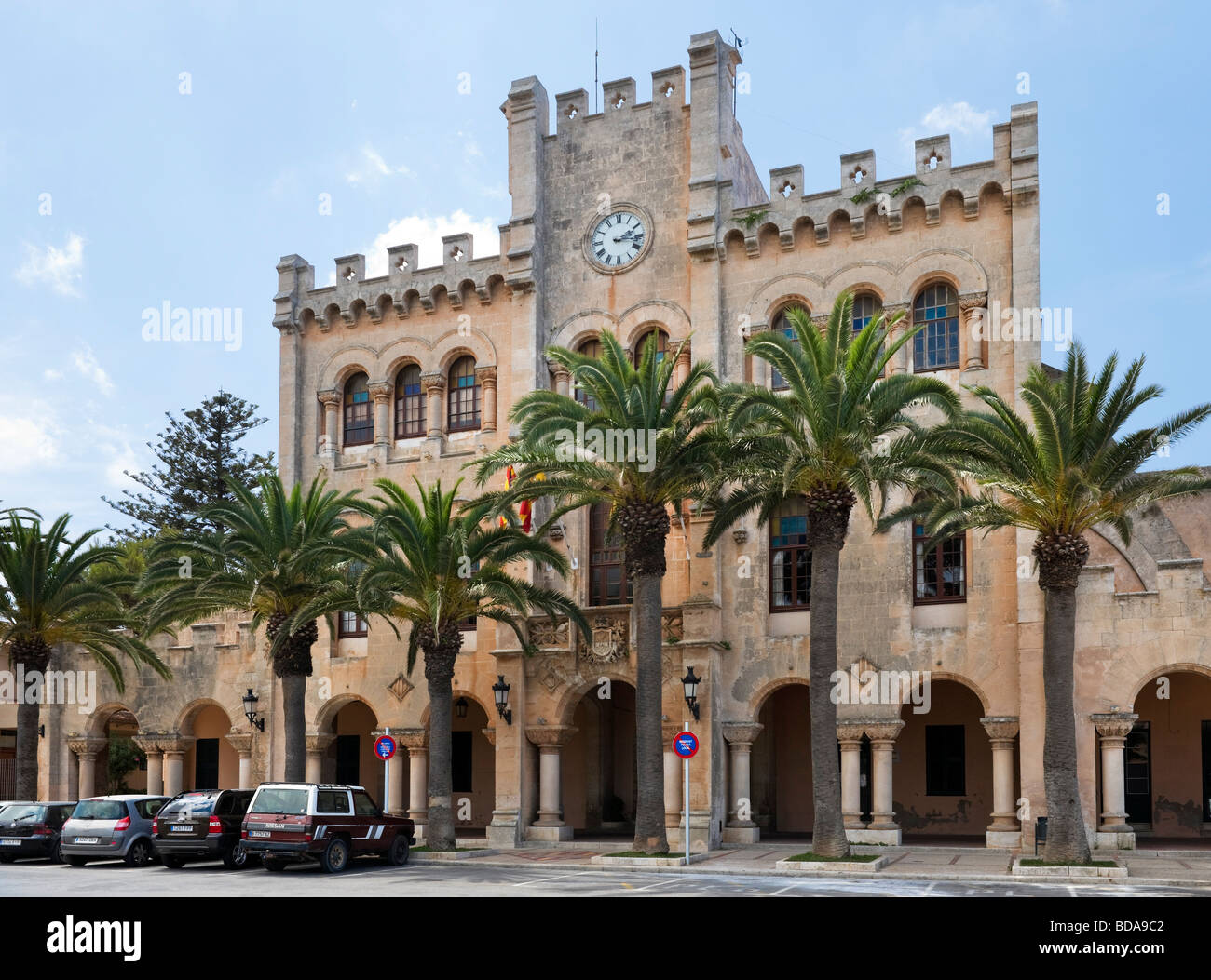 L'hôtel de ville (Ajuntament), Plaça d'es né dans la vieille ville de Ciutadella (Menorca), Minorque, Iles Baléares, Espagne Banque D'Images