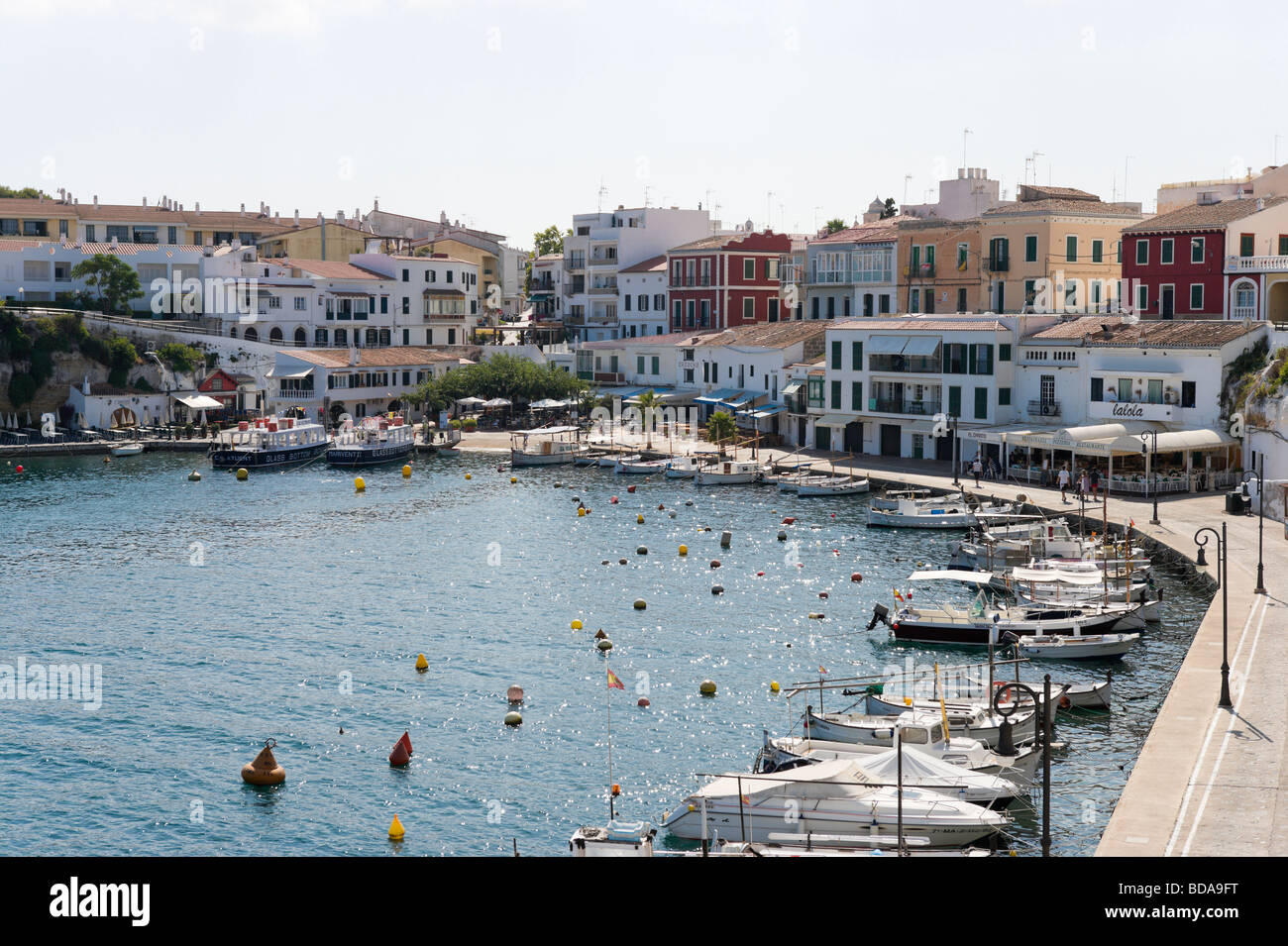 Moll de cales Fonts harbour, Es Castell, près de Mahon, Minorque, Iles Baléares, Espagne Banque D'Images