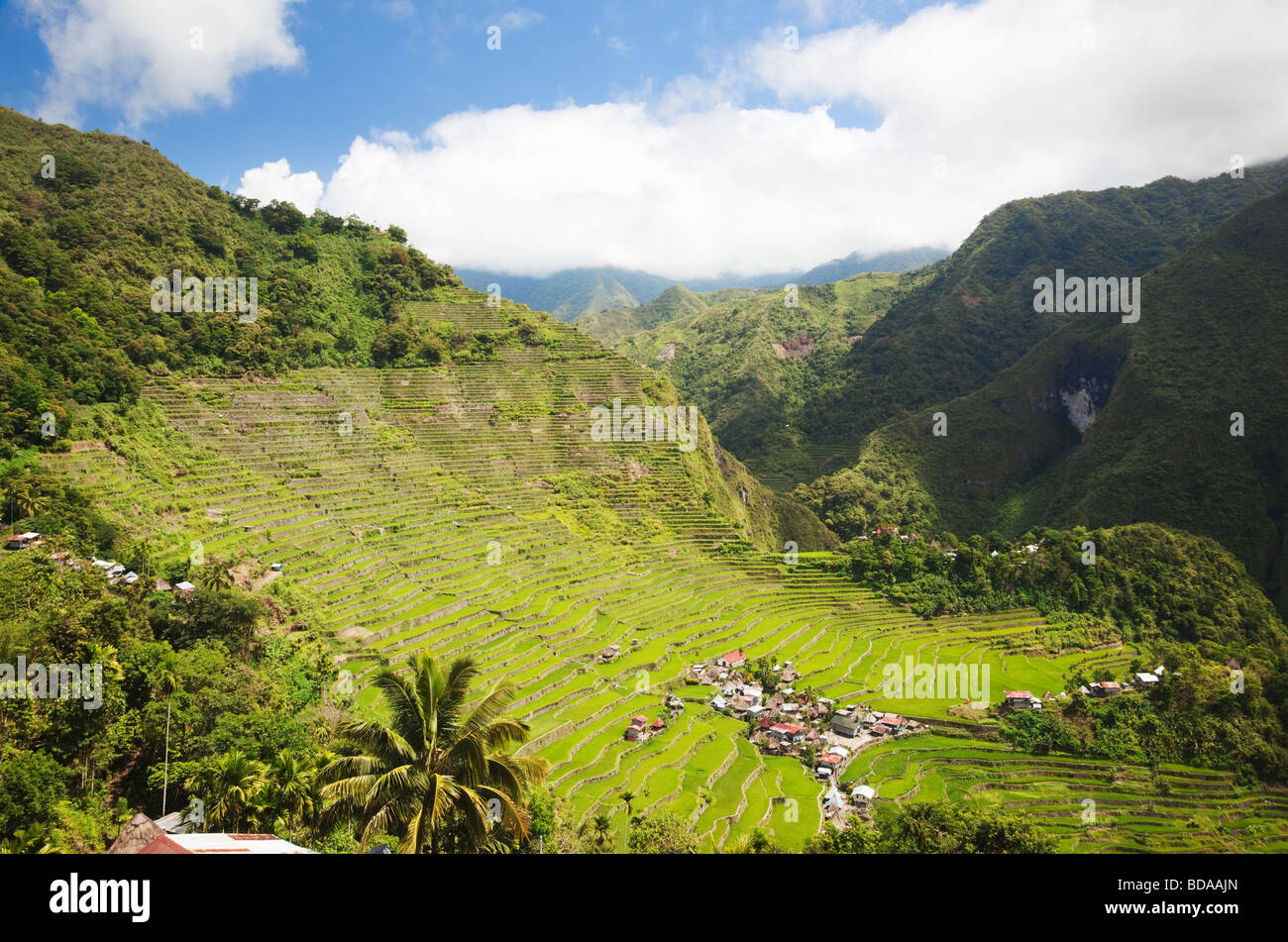 Terrasses de riz et de Batad village Province d'Ifugao le nord de Luzon aux Philippines Banque D'Images