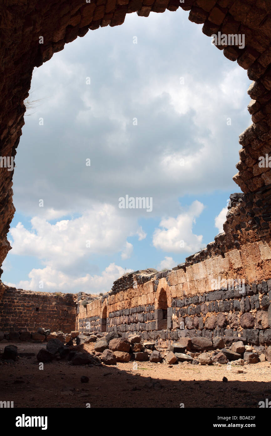 Arch dans forteresse de Belvoir en Israël Banque D'Images