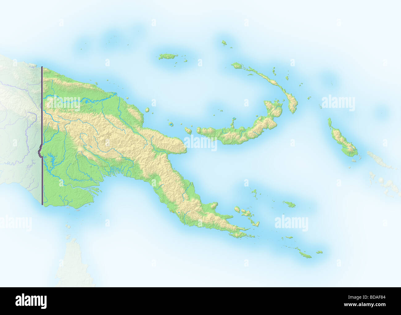 La Papouasie-Nouvelle-Guinée, carte en relief ombré. Banque D'Images
