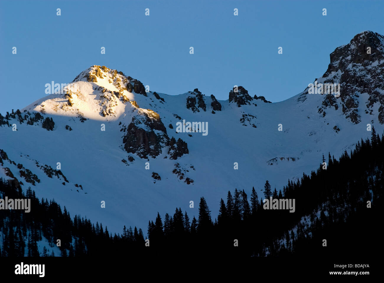 Neige sur les montagnes San Juan dans les Rocheuses près de Telluride, Colorado Banque D'Images