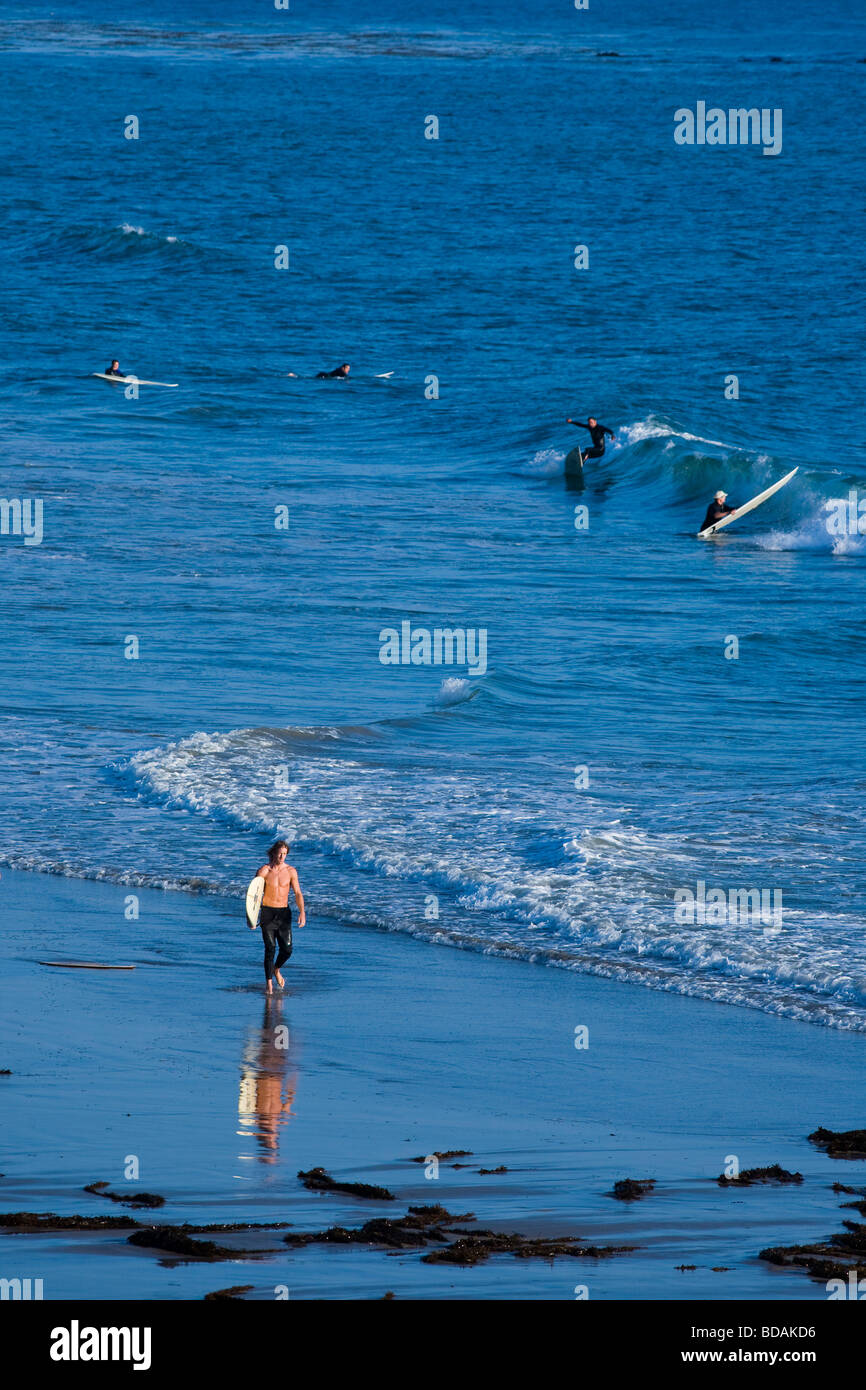 Portraits de surfer sur l'océan Pacifique sur une plage près de Los Angeles, CA Banque D'Images