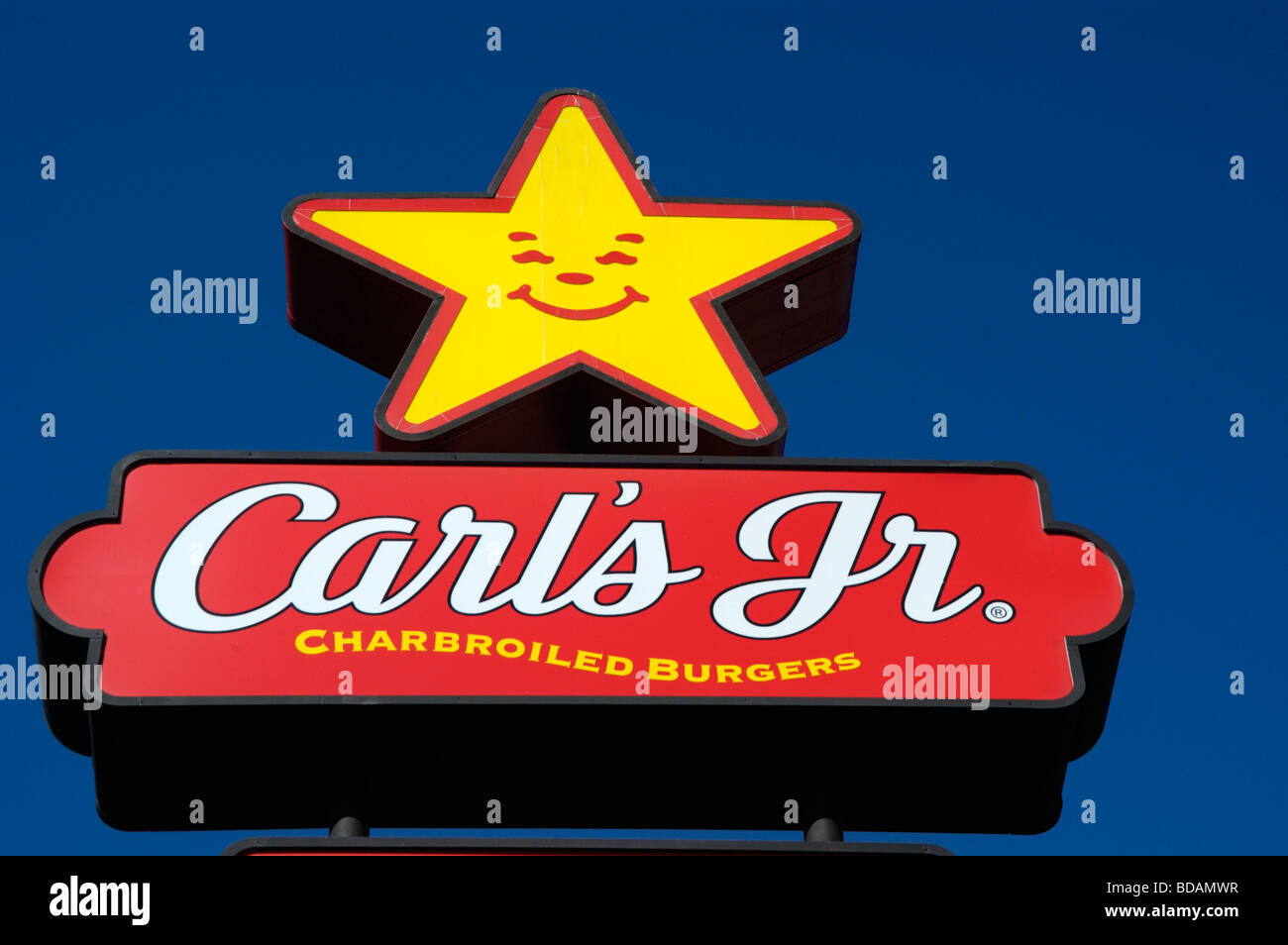 Carl's Jr. Restaurant Sign, Orange County, CA 7169 081017 Banque D'Images