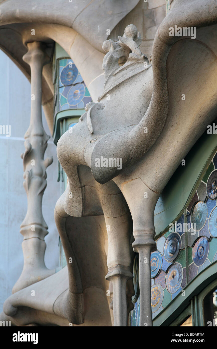 Vue rapprochée de la Casa Batlló, dans la ville de Barcelone en Espagne Banque D'Images