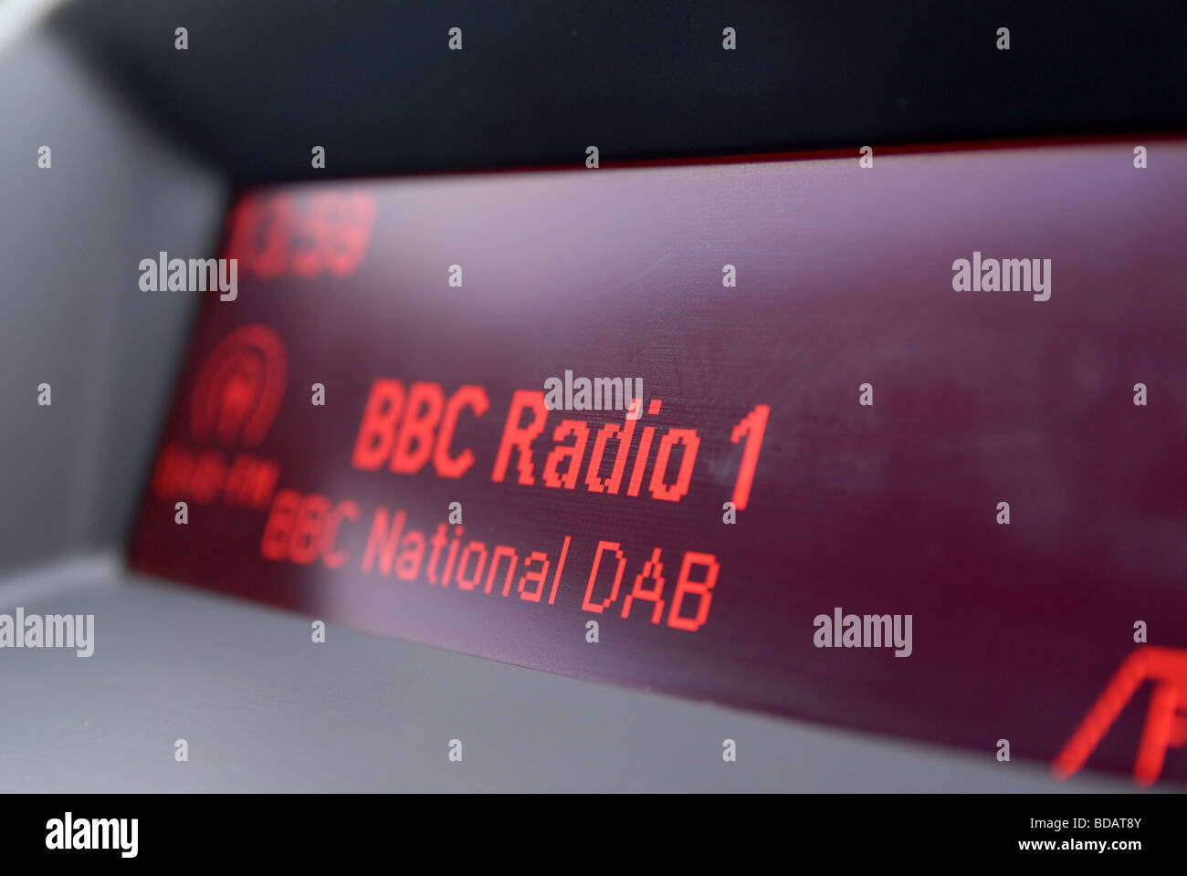 Affichage de la radio sur une radio d'automobile. BBC Radio 1 Banque D'Images