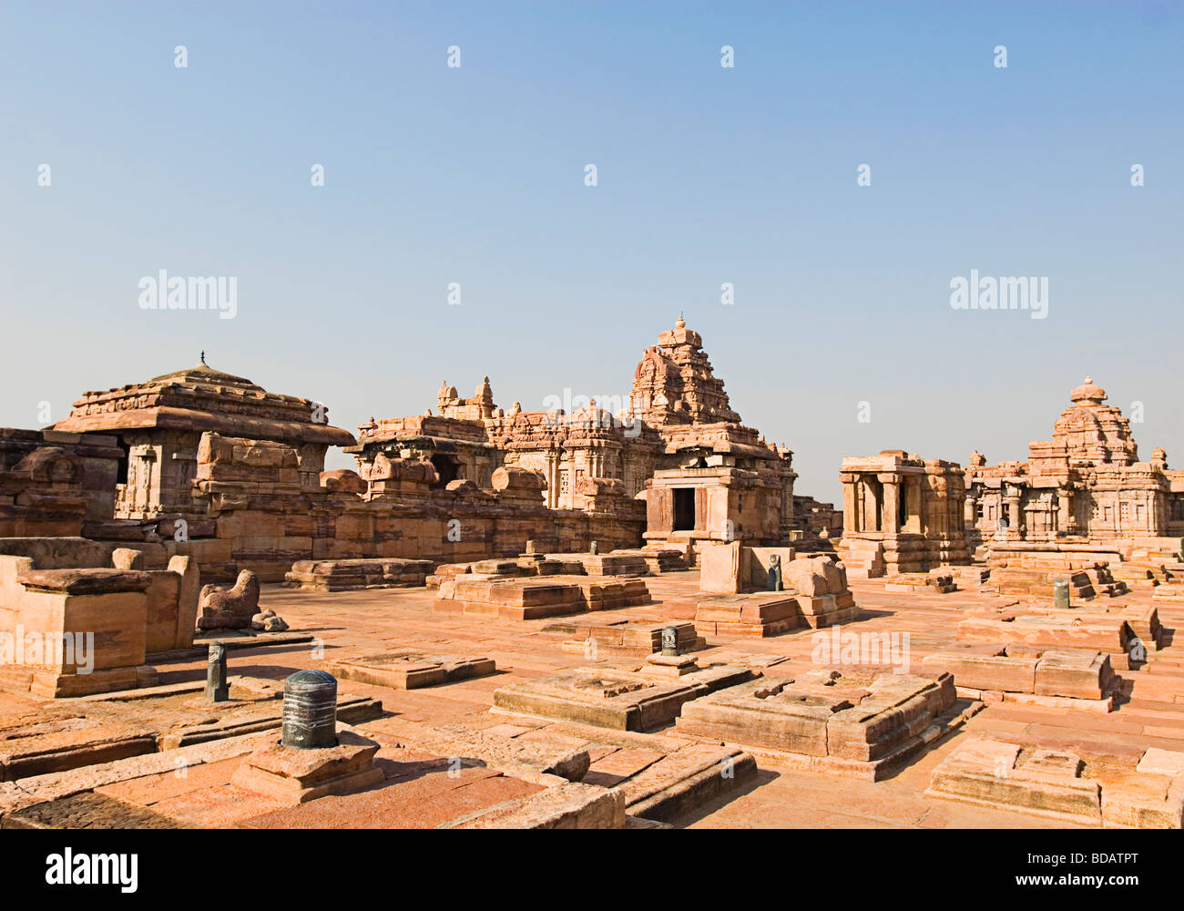 Ruines de temples, Pattadakal, Bagalkot, Karnataka, Inde Banque D'Images