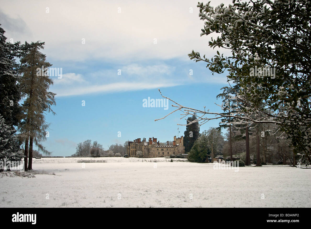 New Forest Snow Hampshire UK Rhinefield House Hotel Banque D'Images