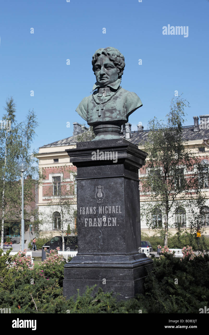 Statue de Frans Michael Franzén situé à Oulu Finlanc Banque D'Images