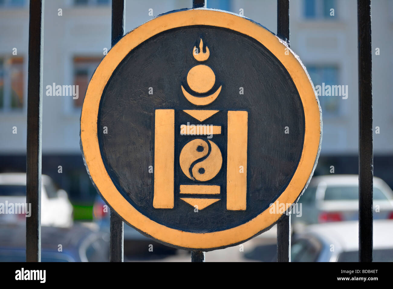 Emblème national de la Mongolie, Oulan-Bator, Mongolie Banque D'Images