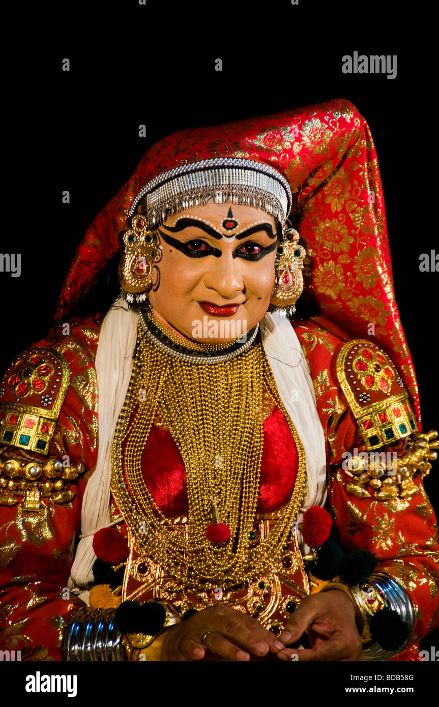 Femme artiste de théâtre kathakali kerala - Inde, Banque D'Images