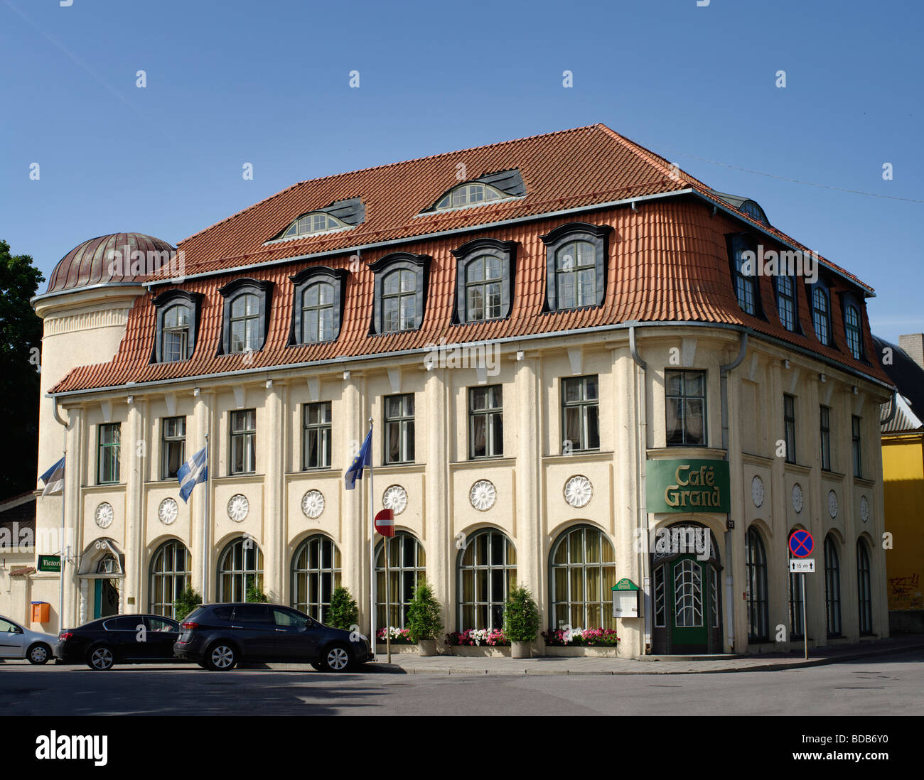 Hotel Victoria et Grand Café à Pärnu, Estonie Etats baltes Europe EU Banque D'Images