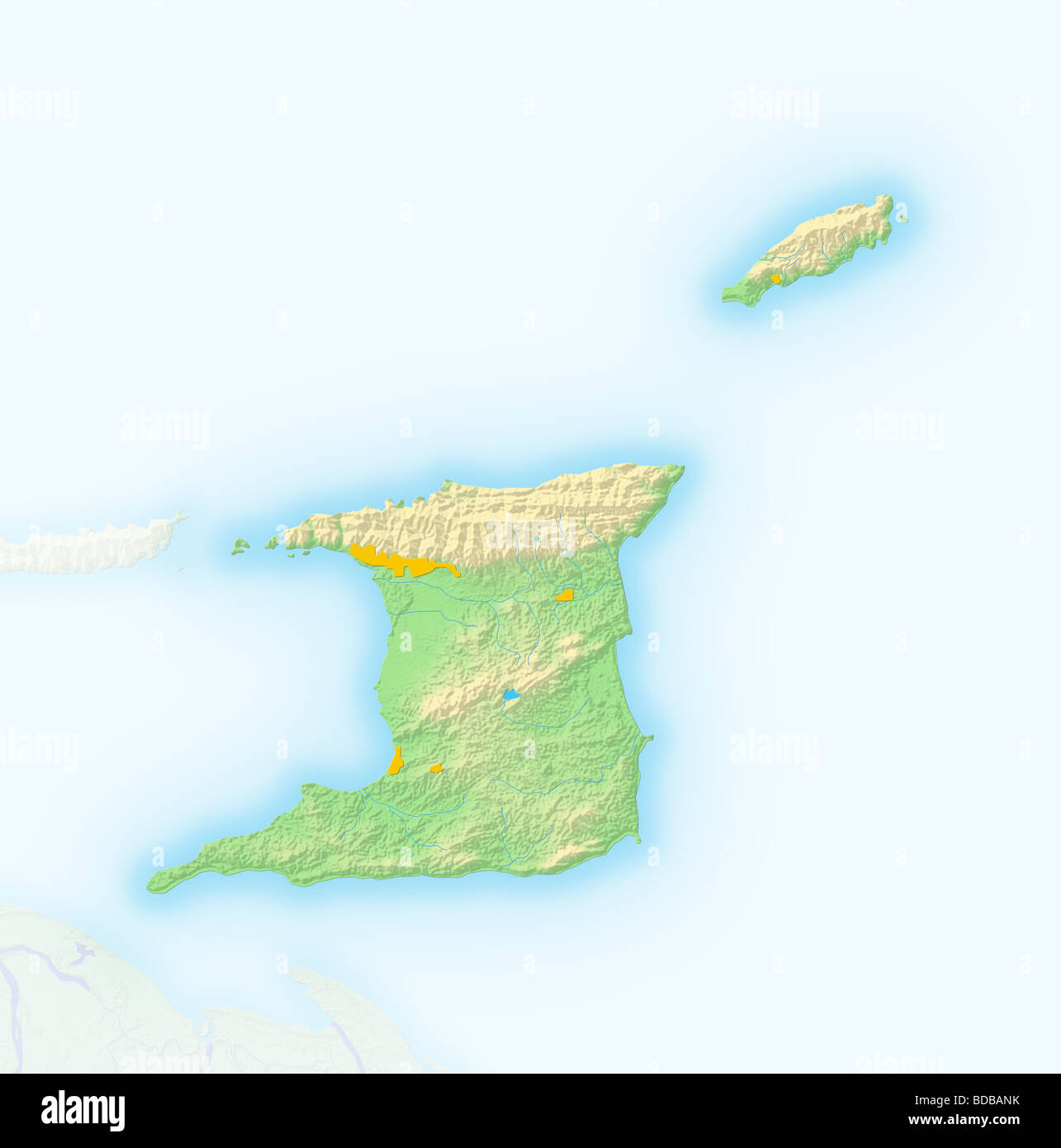 Trinité-et-Tobago, carte en relief ombré. Banque D'Images