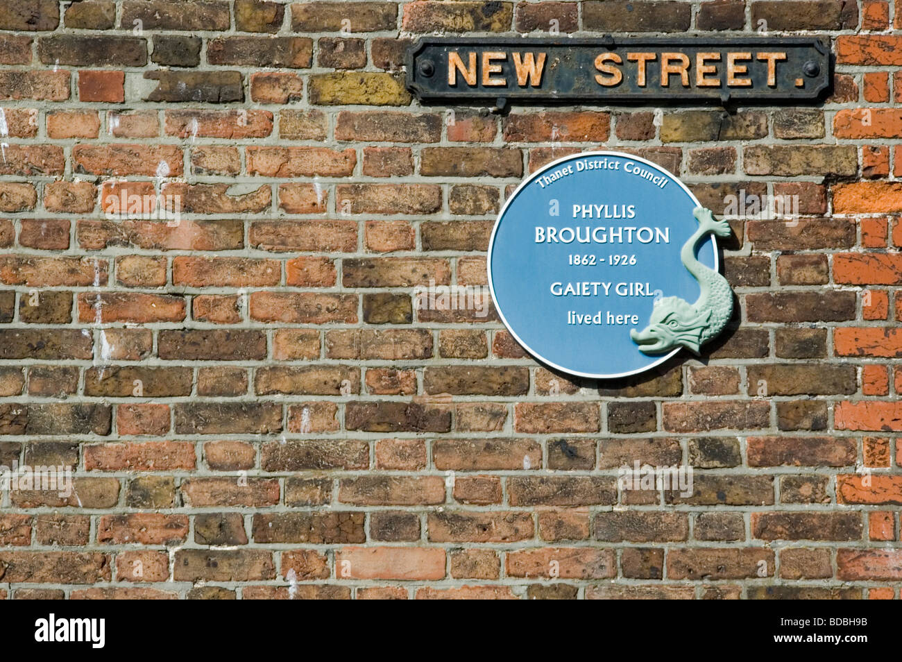 Blue plaque sur l'ancienne maison de Phyllis Broughton, Margate, Kent, Angleterre Banque D'Images
