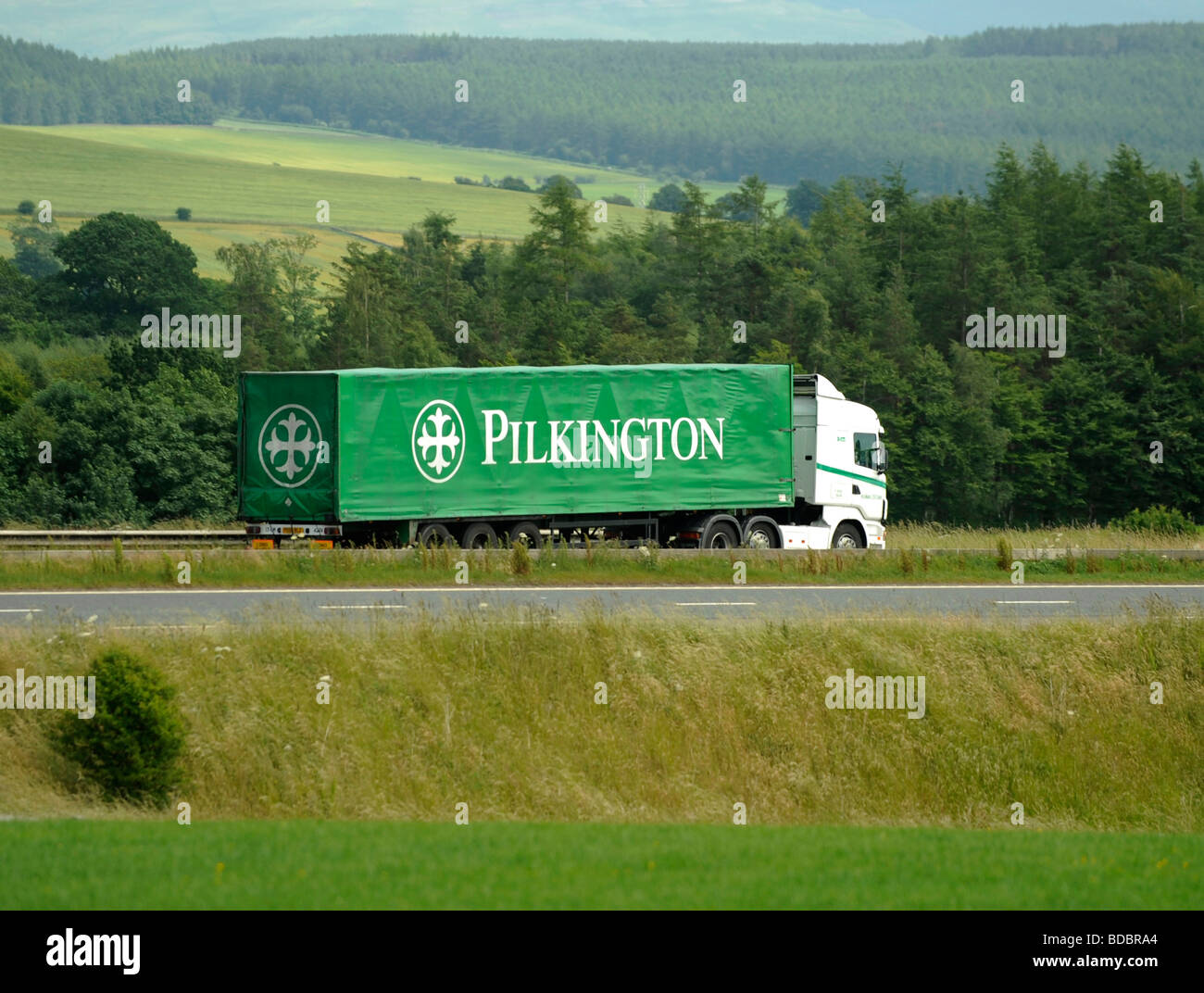 Camion Scania Pilkington Glass Banque D'Images
