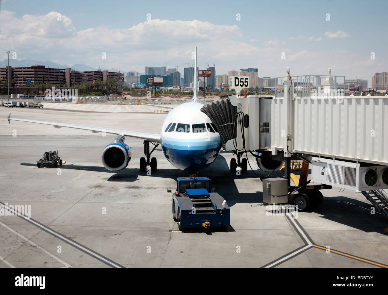 Un avion de United Airlines à l'aéroport de Las Vegas, USA. Banque D'Images