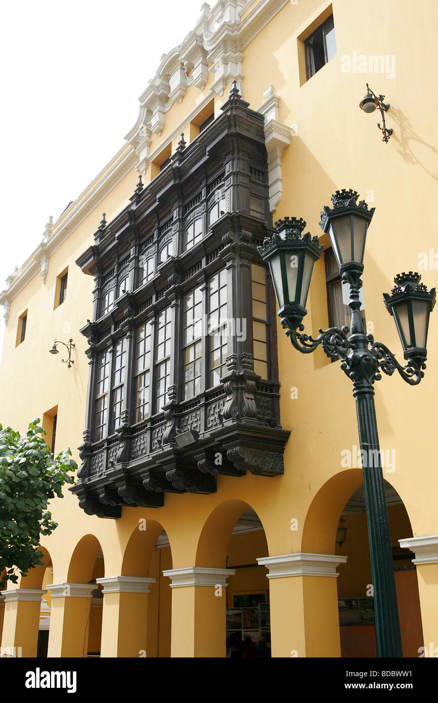 La façade de l'immeuble en el Centro Lima Pérou Banque D'Images