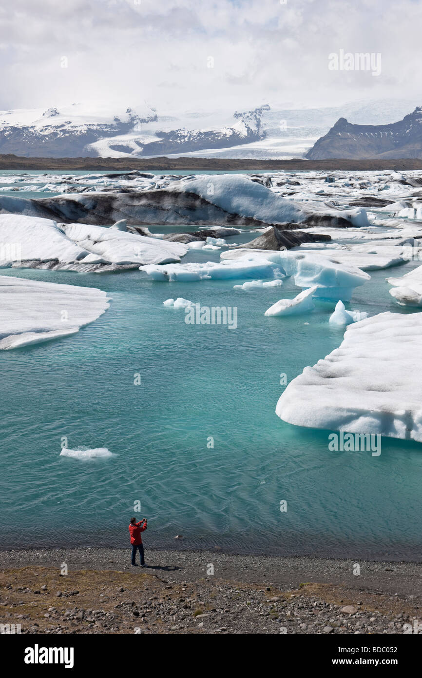 Le lac Jokulsarlon en Breidamerkursandur Islande Banque D'Images