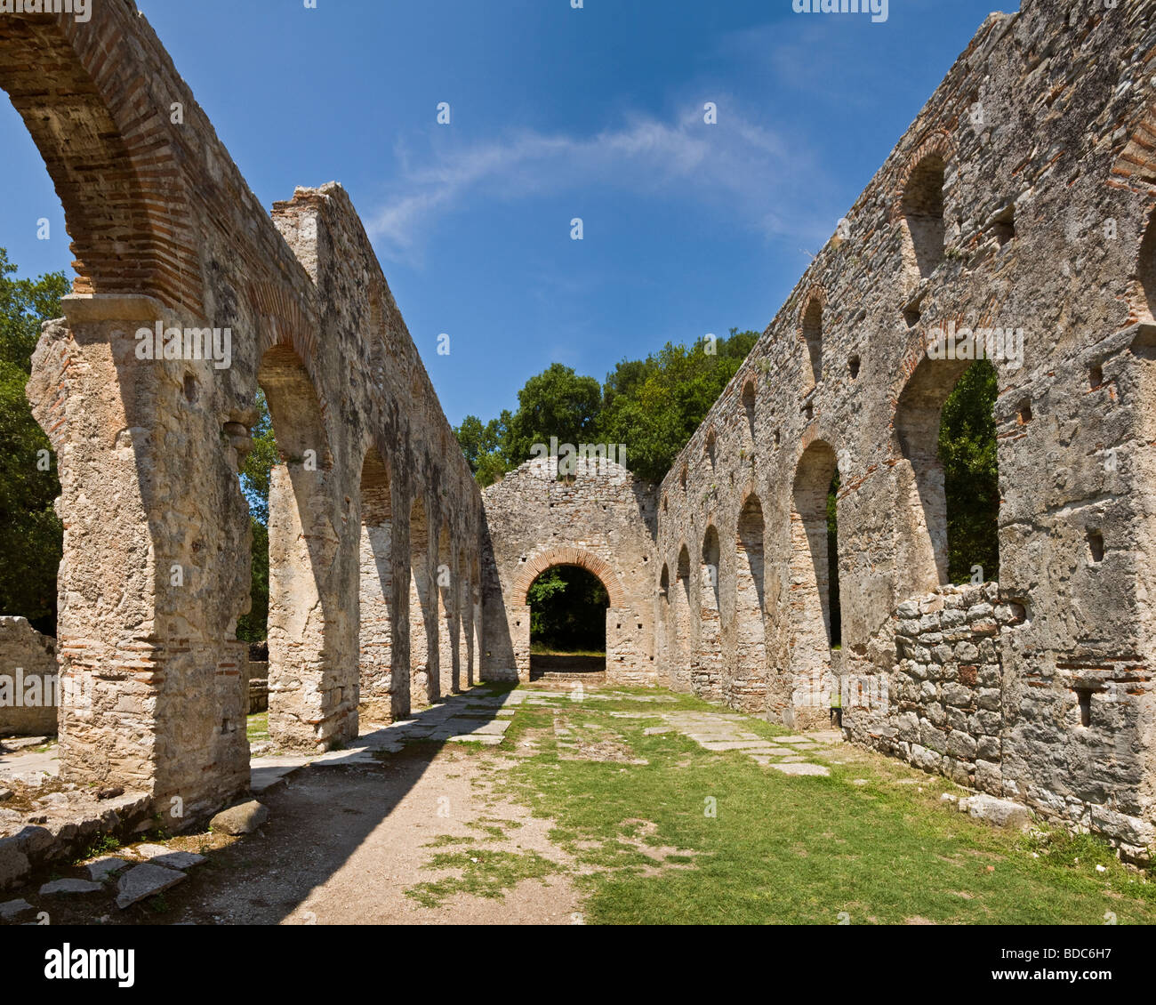 La grande basilique à dans le sud de l'Albanie Butrint Banque D'Images