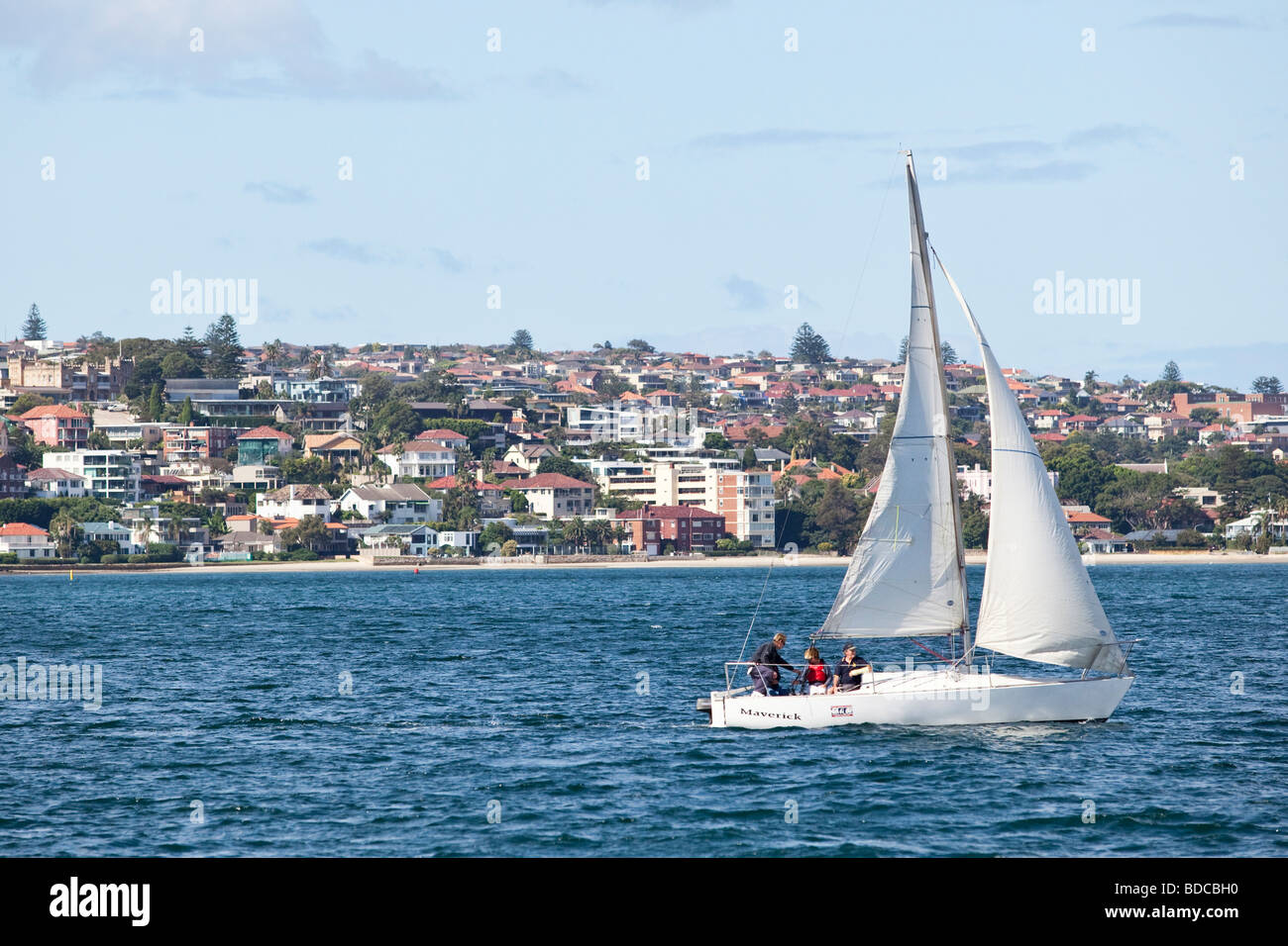 Petit bateau à voile dans le port de Sydney. Banque D'Images