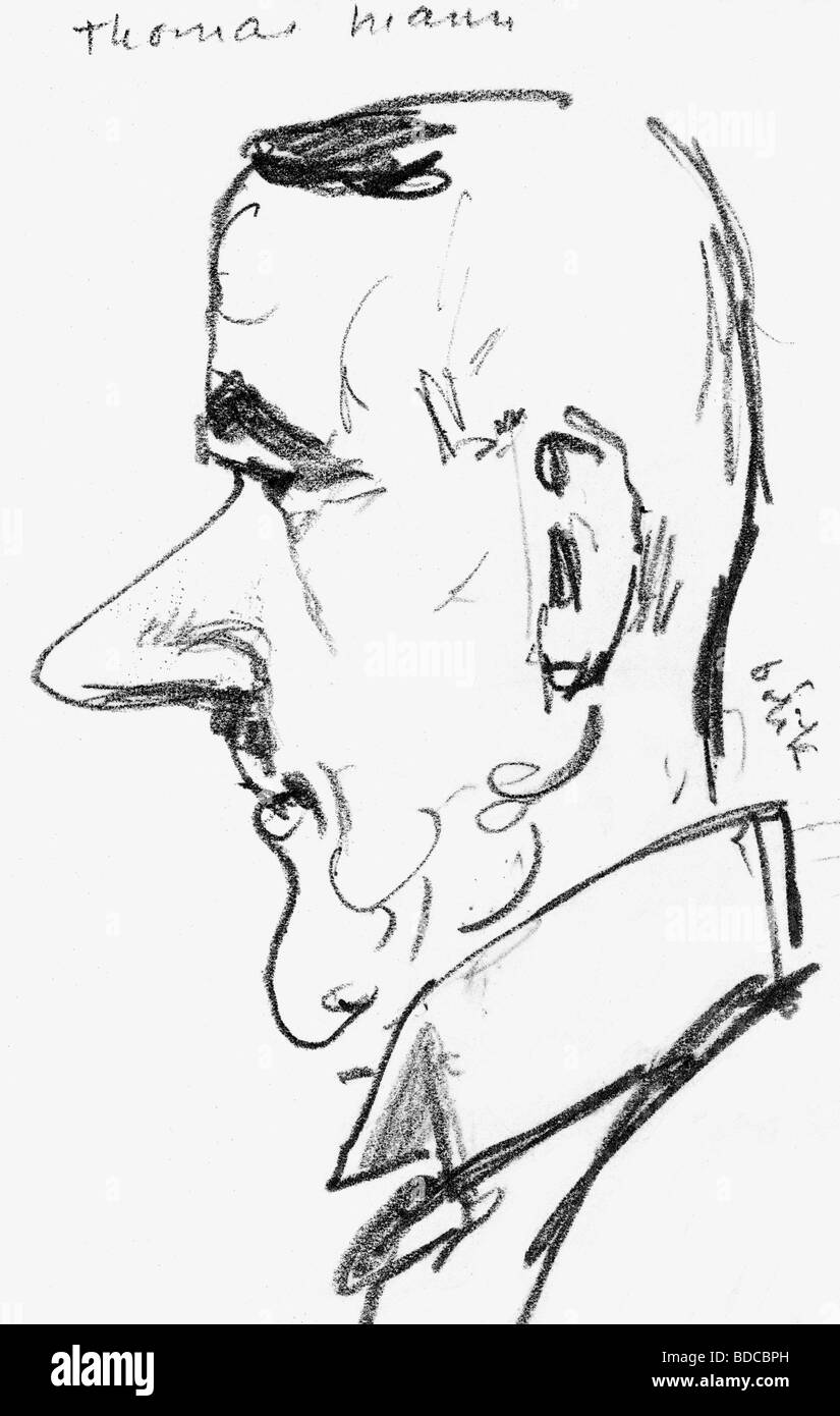 Mann, Thomas, 6.6.1875 - 12.8.1955, auteur/écrivain allemand, portrait, lithographie de 'Neuen 95 Köpfen' (New 95 Heads), par le professeur Emil Orlik, Banque D'Images