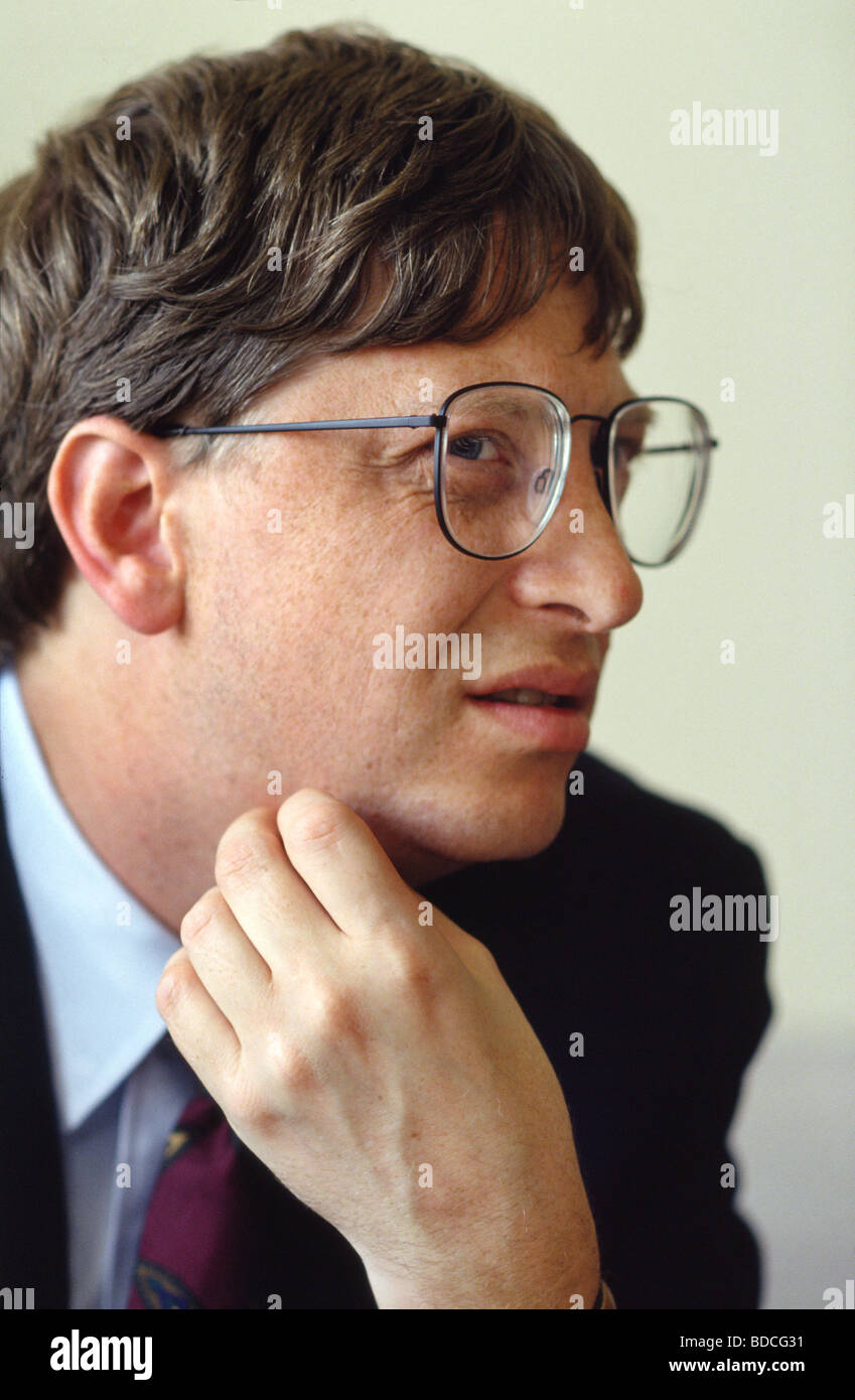 Gates, William, 'Bill', * 28.10.1955, entrepreneur américain, (informatique), co-fondateur de Microsoft, Portrait, Munich, 30.4.1993, , Banque D'Images